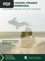 Michigan School Finance at the Crossroads a Quarter Center of State Control