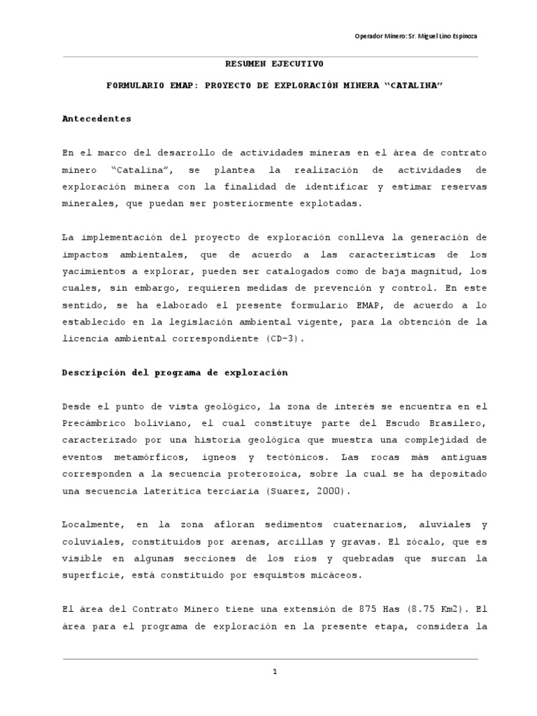 3 - FORMULARIO EMAP Catalina | PDF | Minería | Tanque séptico