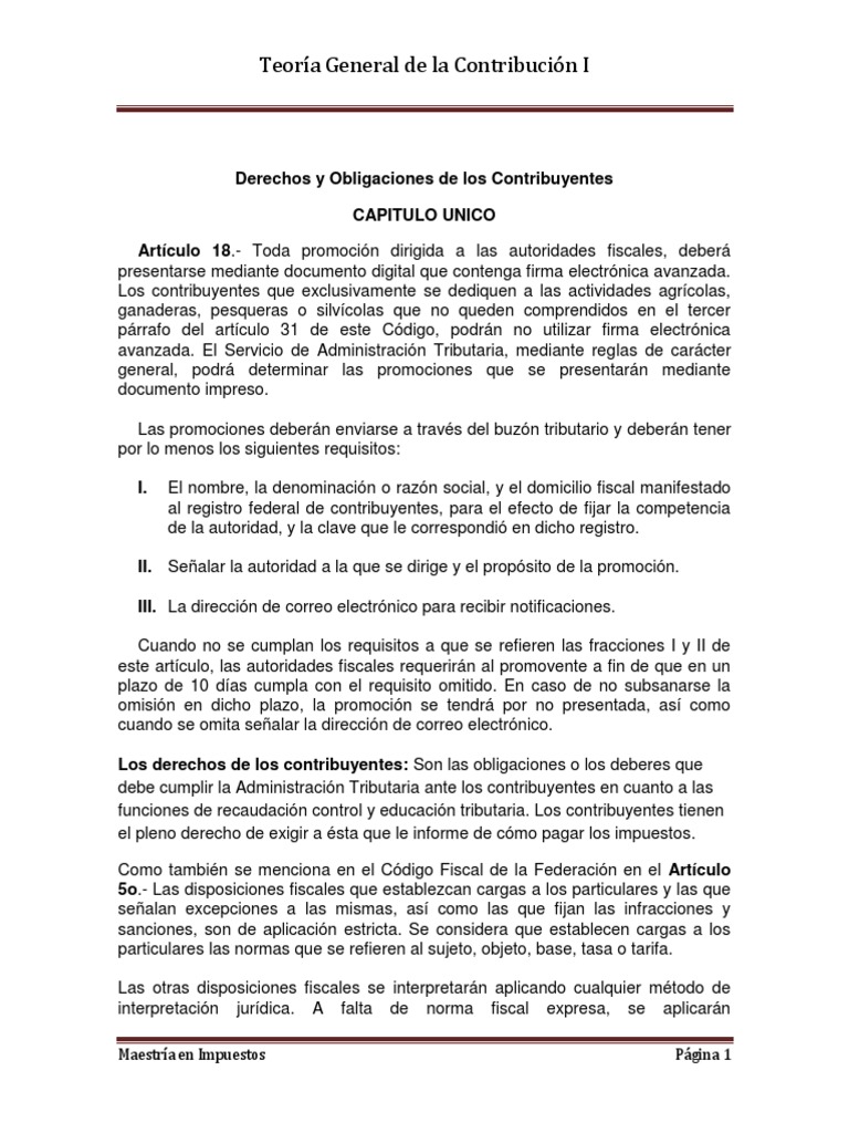 Derechos y Obligaciones Fiscales | PDF | Impuesto sobre la renta ...