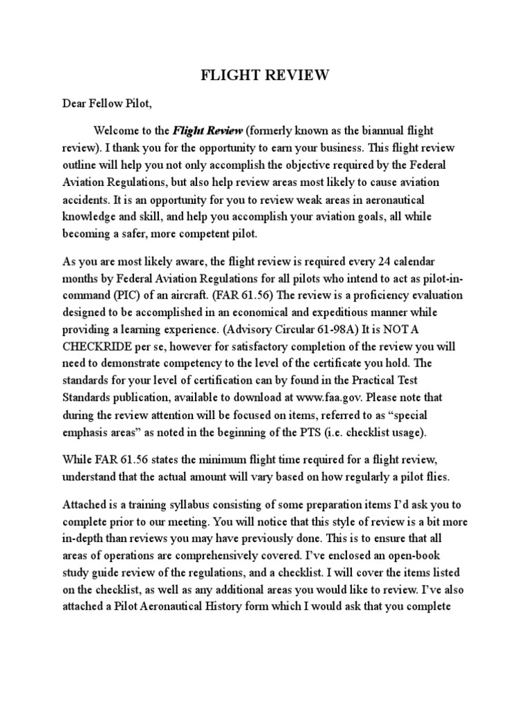 Comprehensive Flight Review Guide | PDF | Visual Flight Rules ...