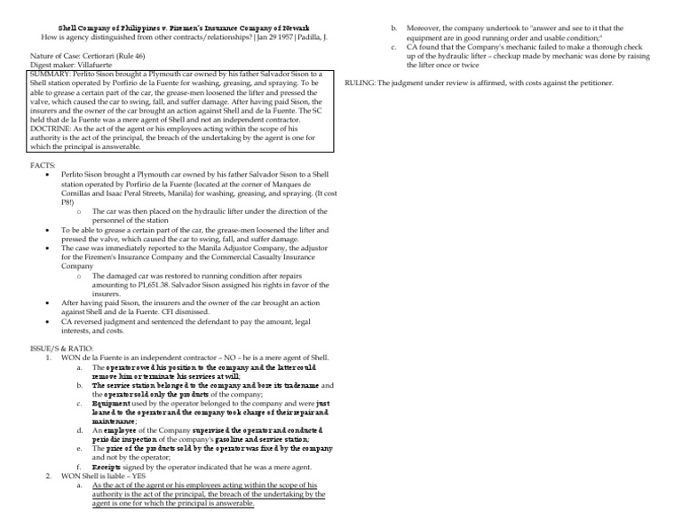 Shell v. Firemen's Insurance | PDF | Insurance | Common Law