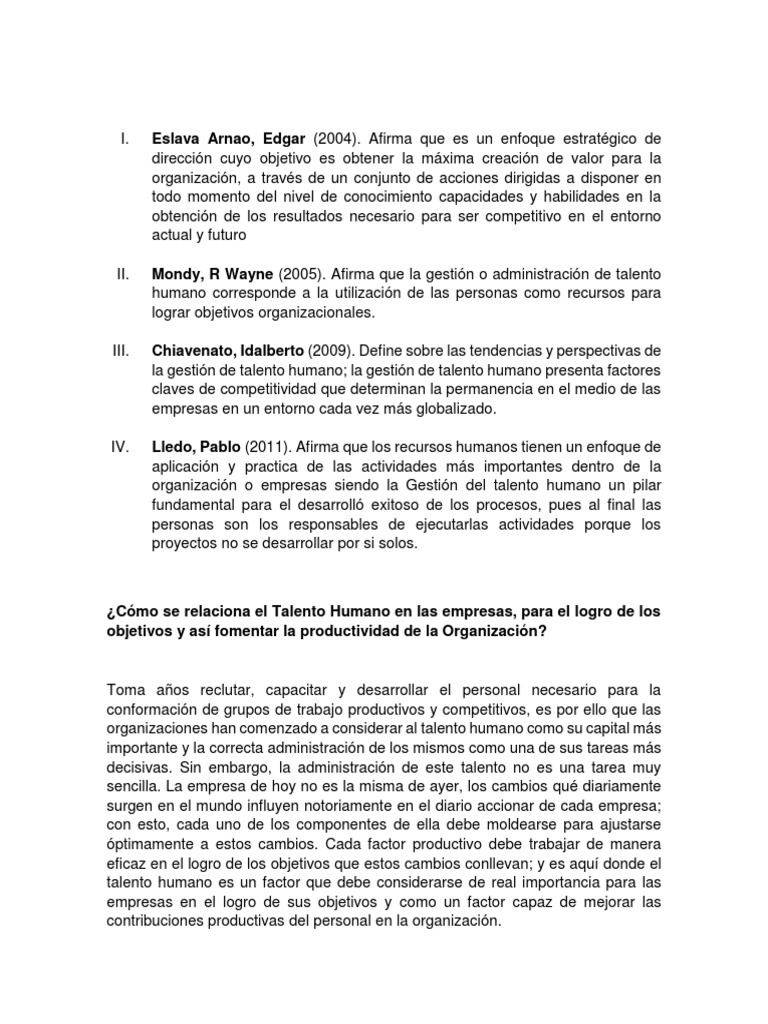 Gestión Estratégica del Talento Humano | PDF | Gestión de recursos ...