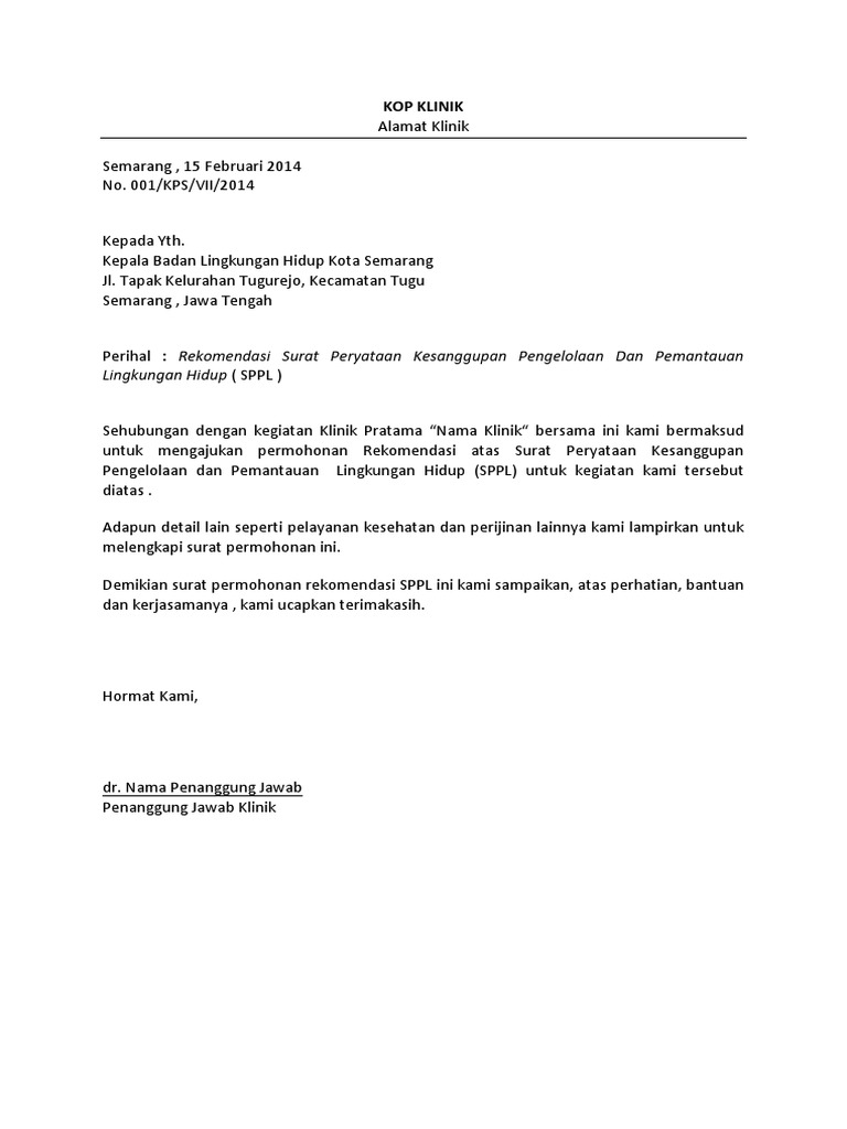 Contoh Sppl Klinik Pdf