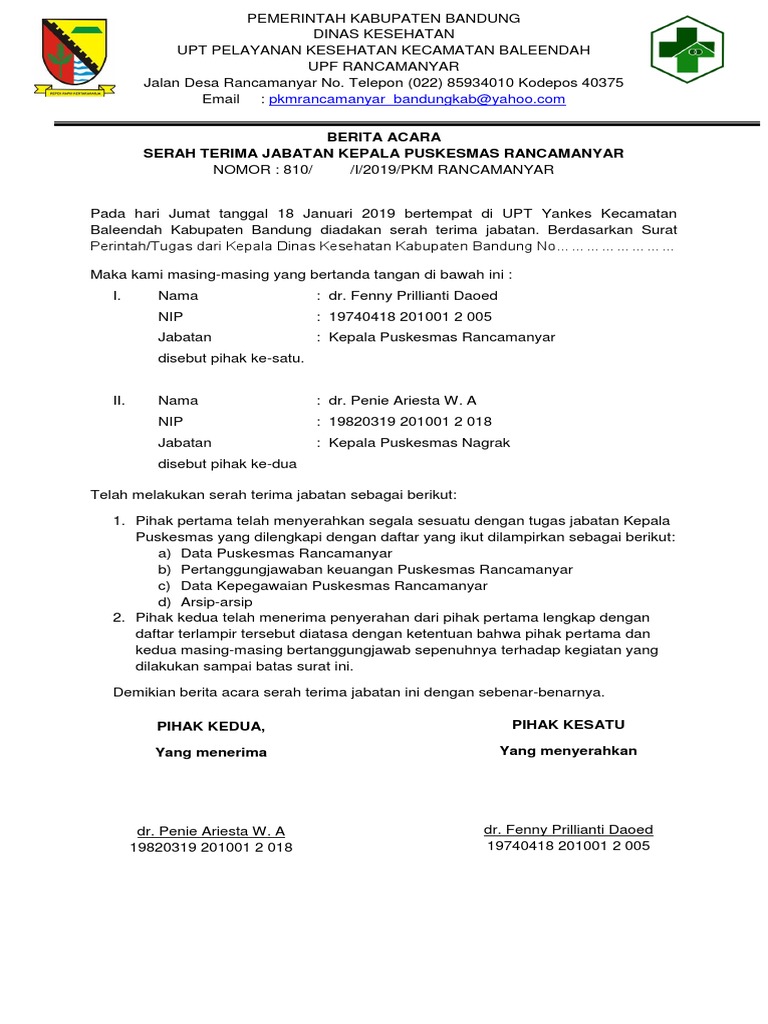 Berita Acara Sertijab Kapus