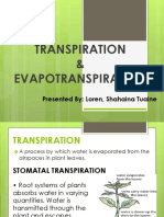 Transpiration & Evapotranspiration: Presented By: Loren, Shahaina Tuaine