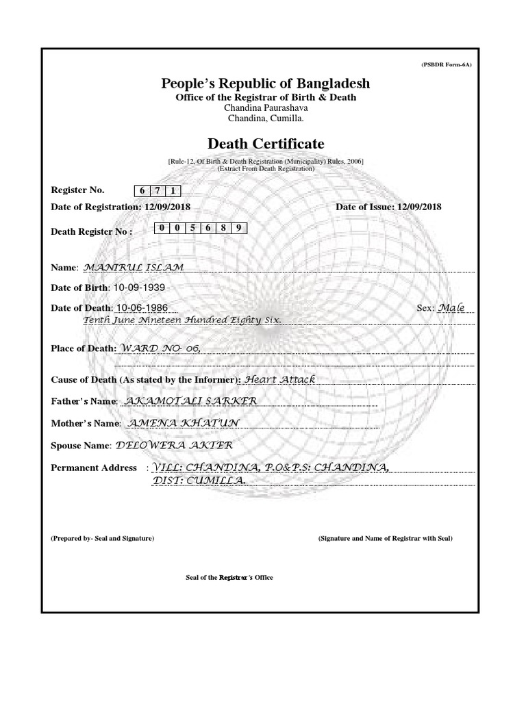 Death Certificate