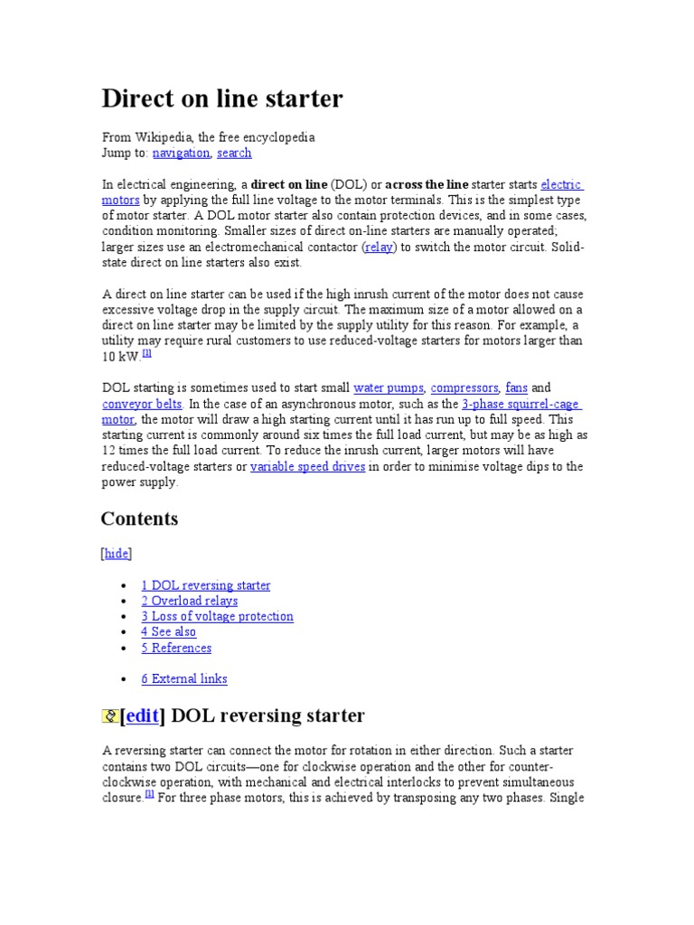 Direct On Line Starter | PDF | Electricity | Power (Physics)