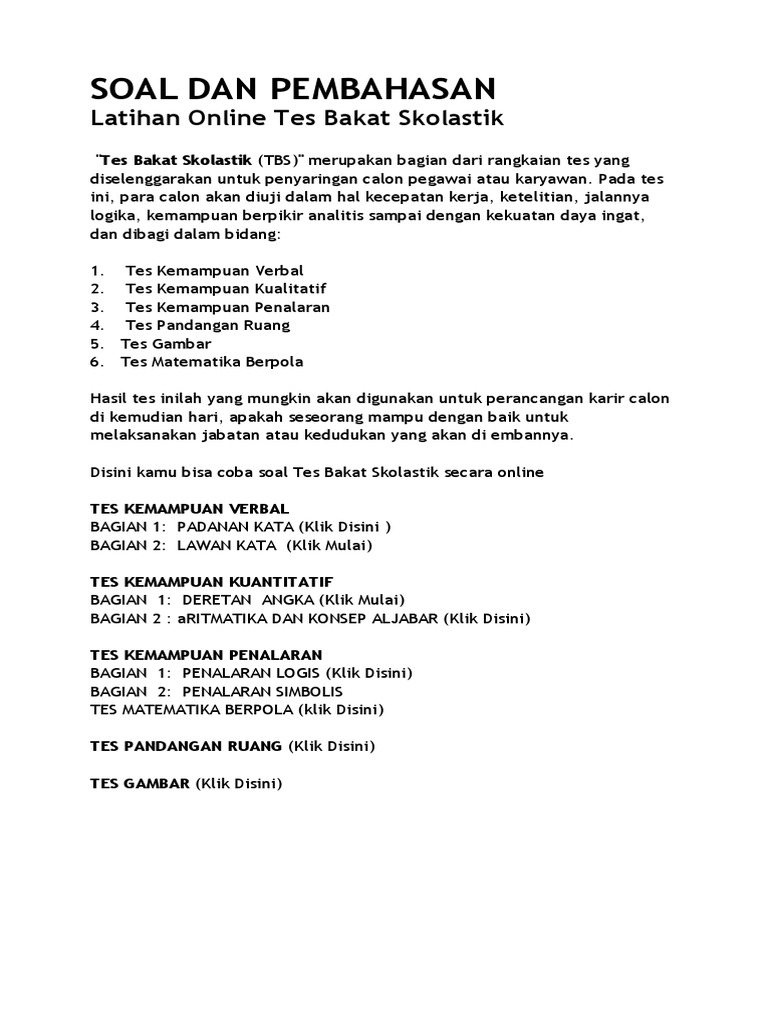 Soal Dan Pembahasan Tbs