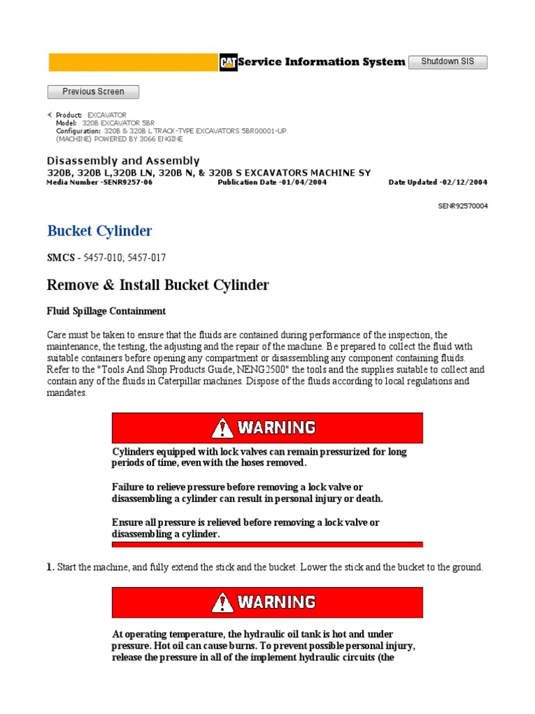 Remove & Install Bucket Cylinder | PDF | Cylinder (Engine