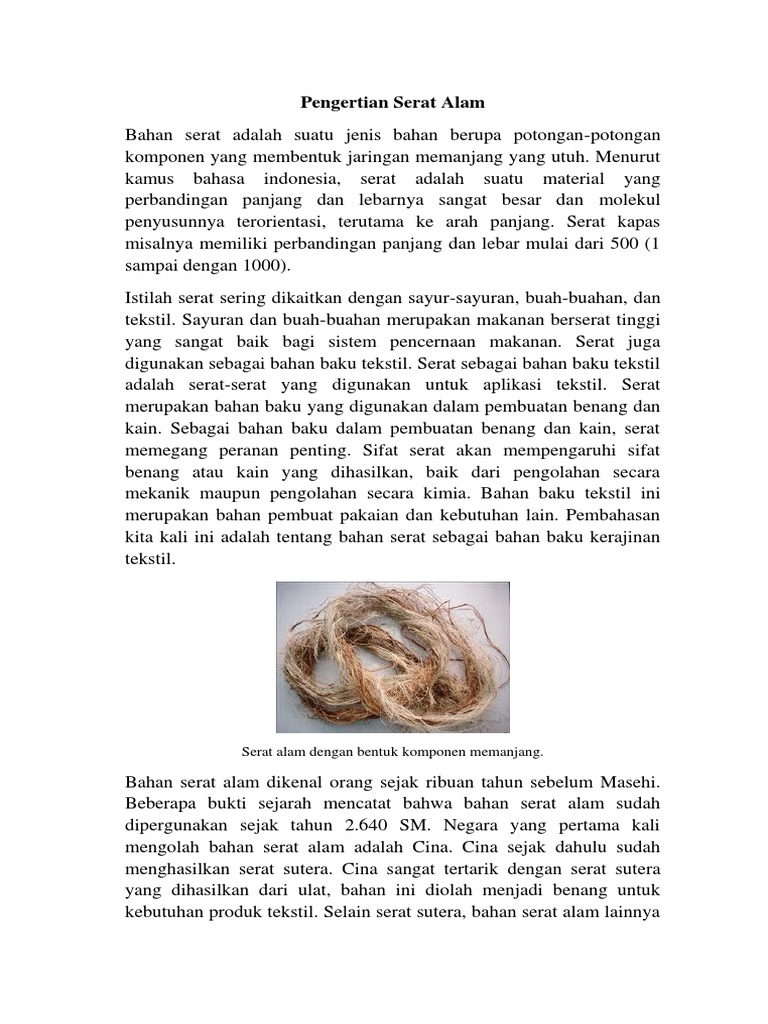 Pengertian Serat Alam