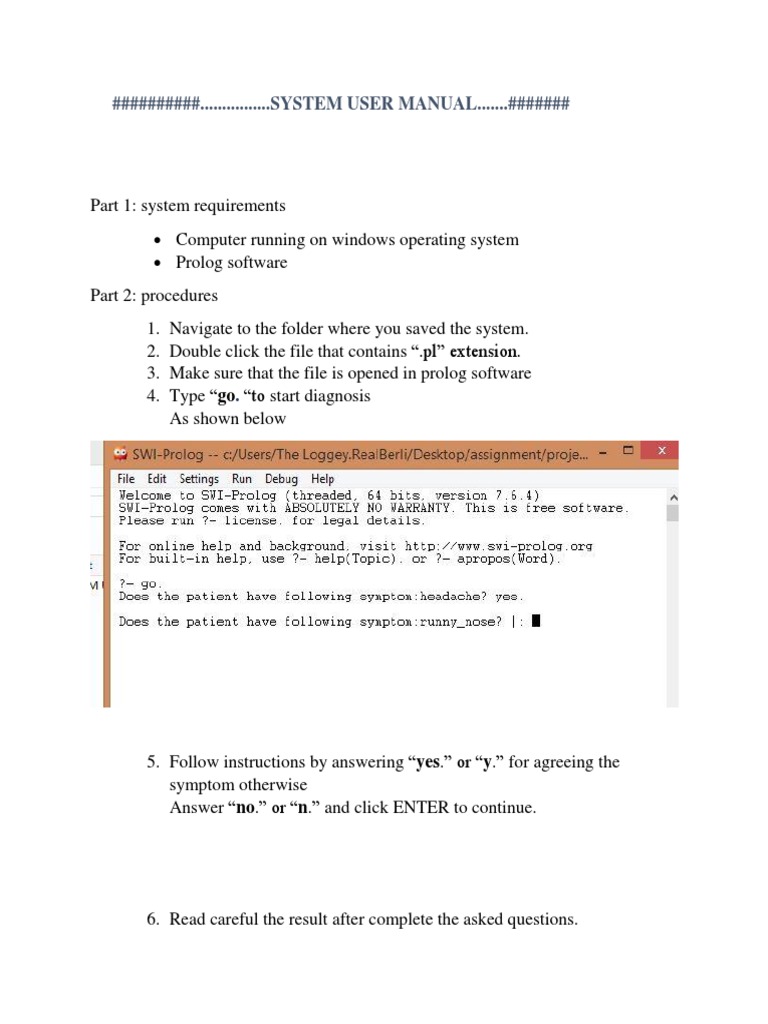 Prolog System User Manual Guide | PDF