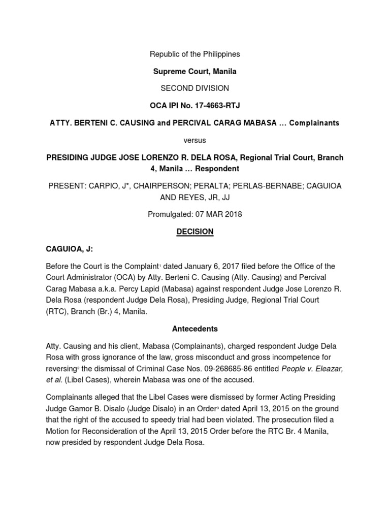 Atty. Berteni C. Causing and Percival Carag Mabasa vs. Presiding Judge ...