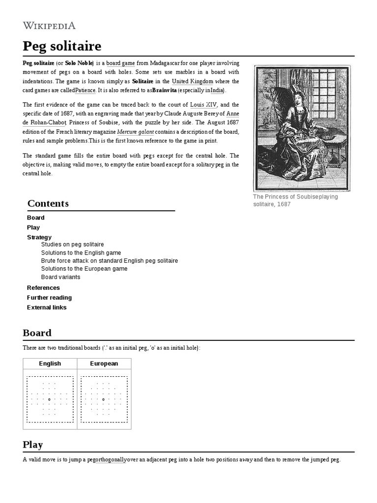 Peg Solitaire PDF Teaching Mathematics