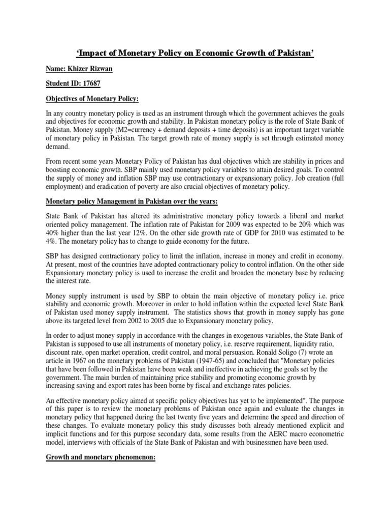 Money and Banking Assignment 1 PDF Policy Money Supply