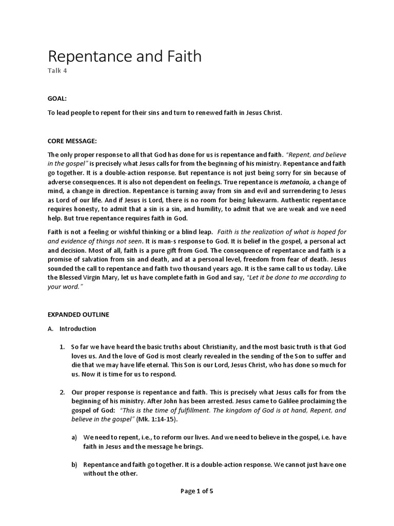 Repentance and Faith in Jesus Christ | PDF | Repentance | Faith