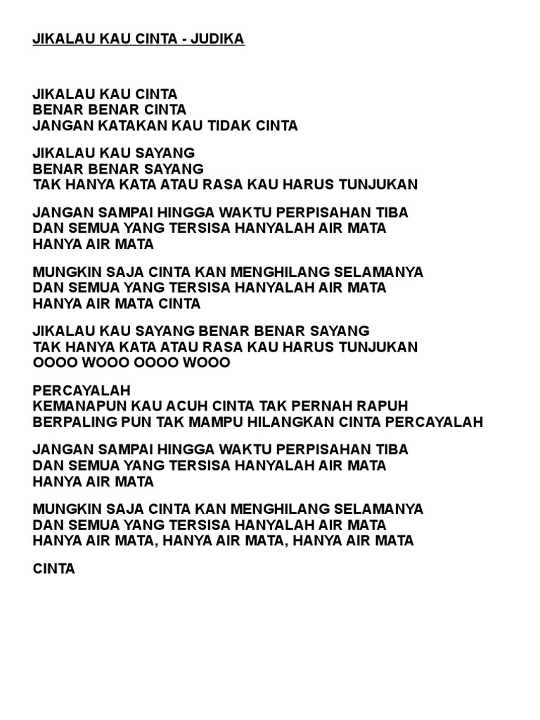 Jikalau Kau Cinta Lyrics