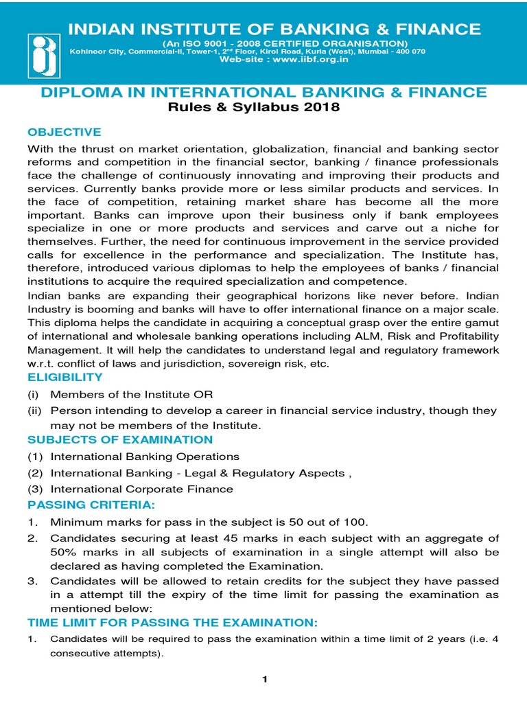 Diploma in International Banking Syllabus | PDF | Identity Document ...