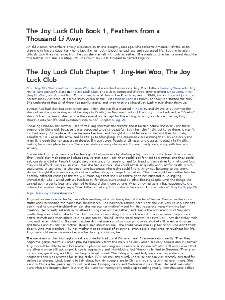 The Joy Luck Club Book 1 | PDF