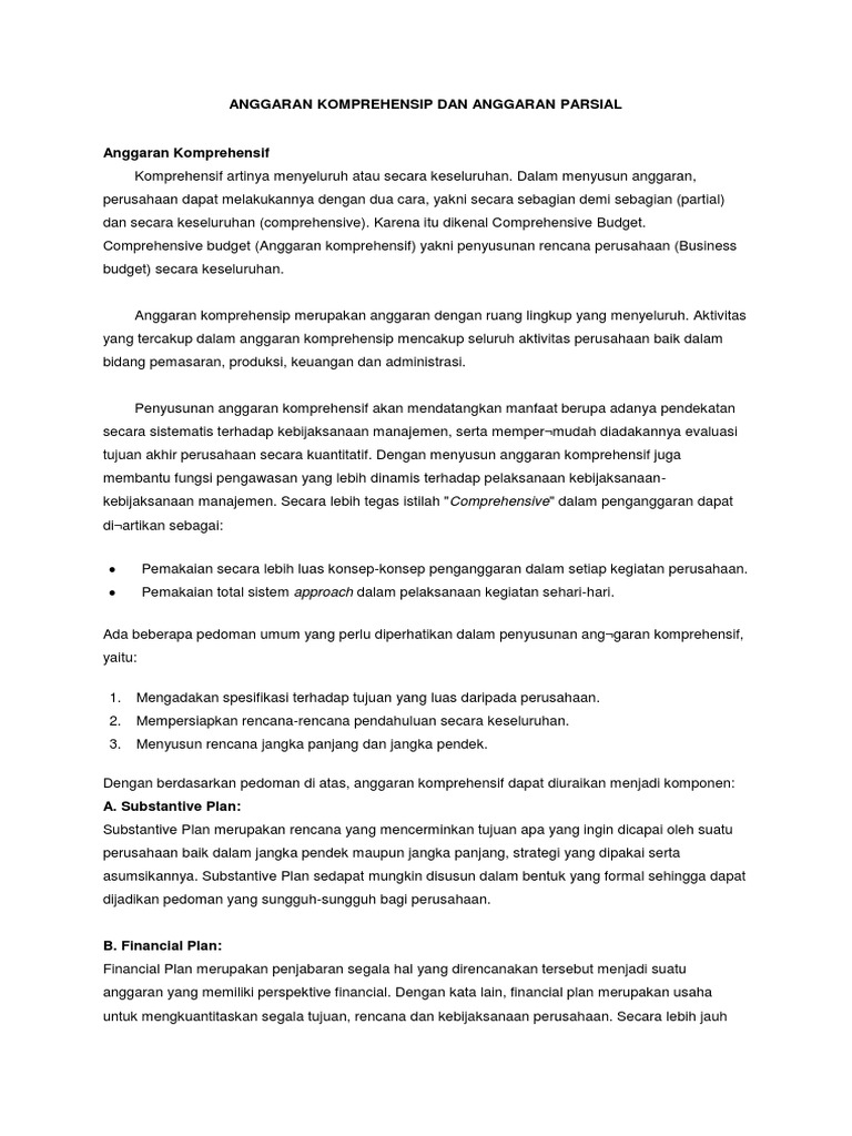 Anggaran Komprehensif Dan Anggaran Parsial 2