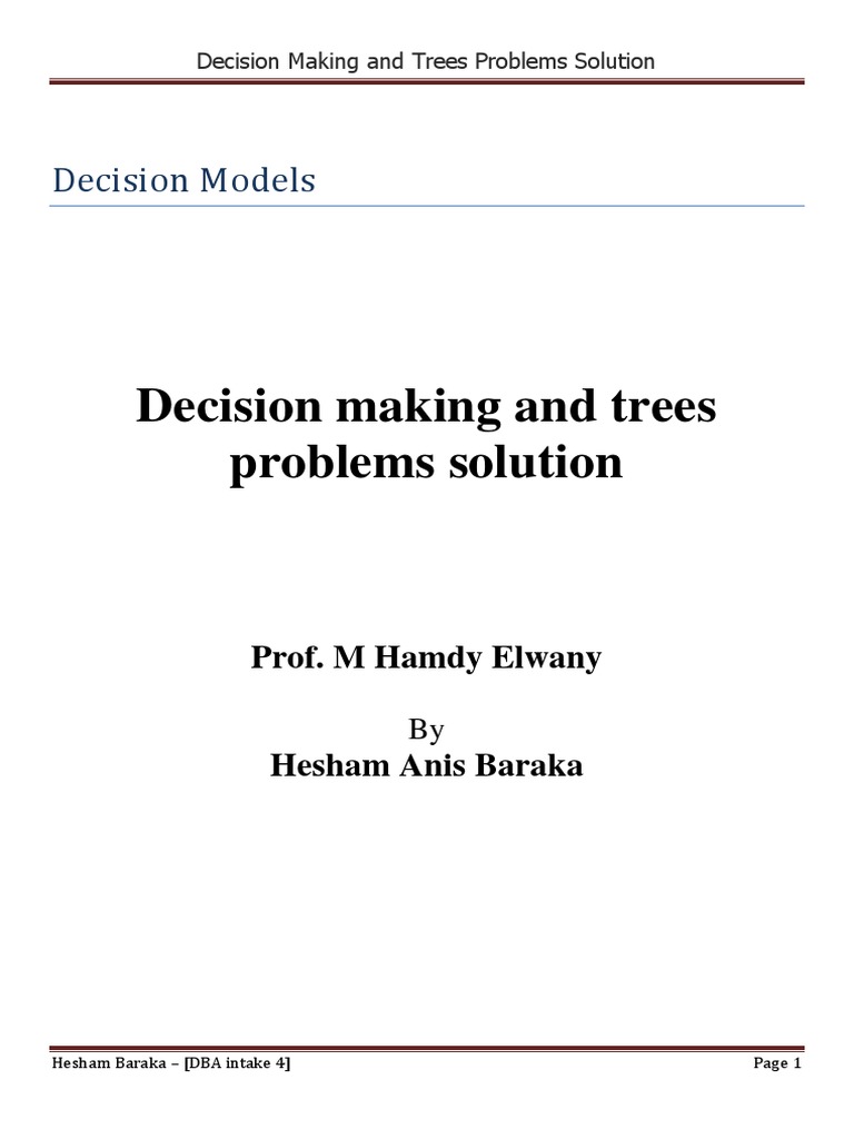 Decision Tree Analysis Solutions | PDF | Mathematical And Quantitative ...