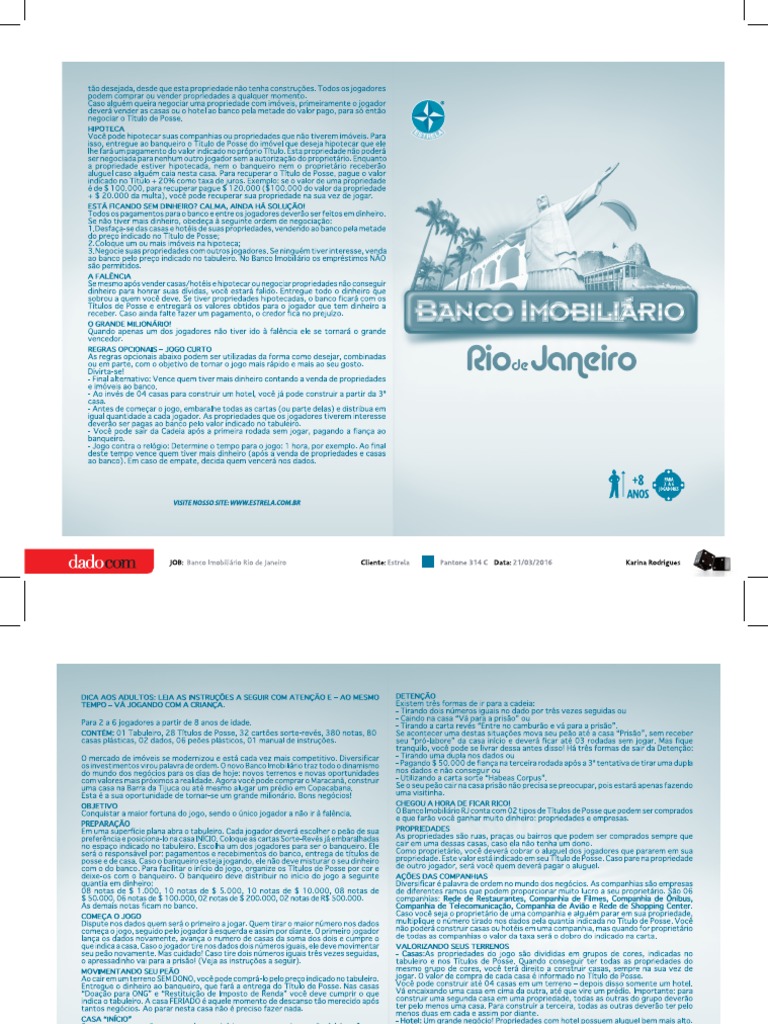 Manual Banco Imobiliario Rio de Janeiro
