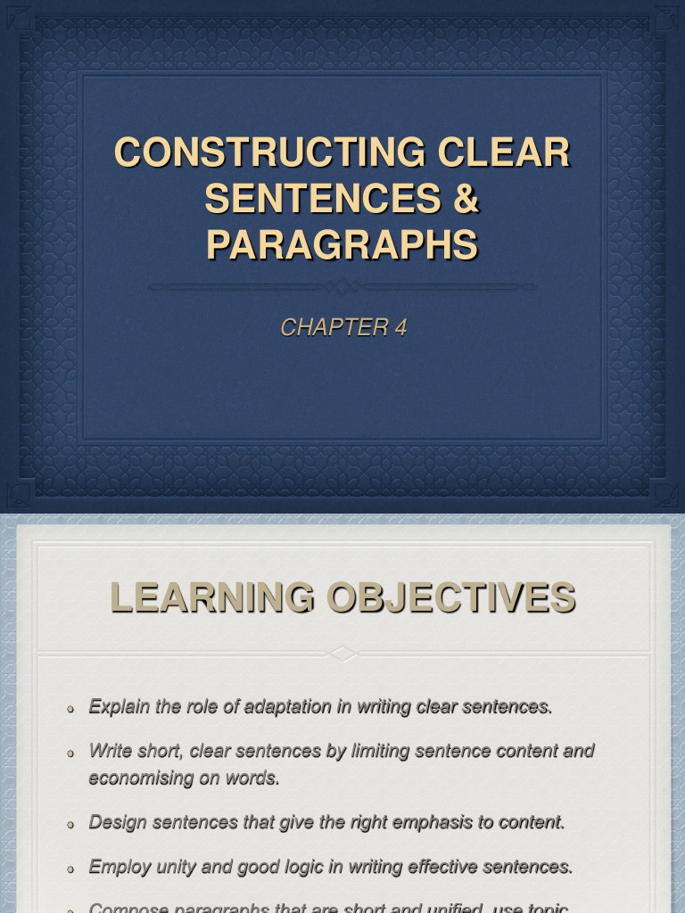 Constructing Clear Sentences & Paragraphs PDF Sentence (Linguistics) Business