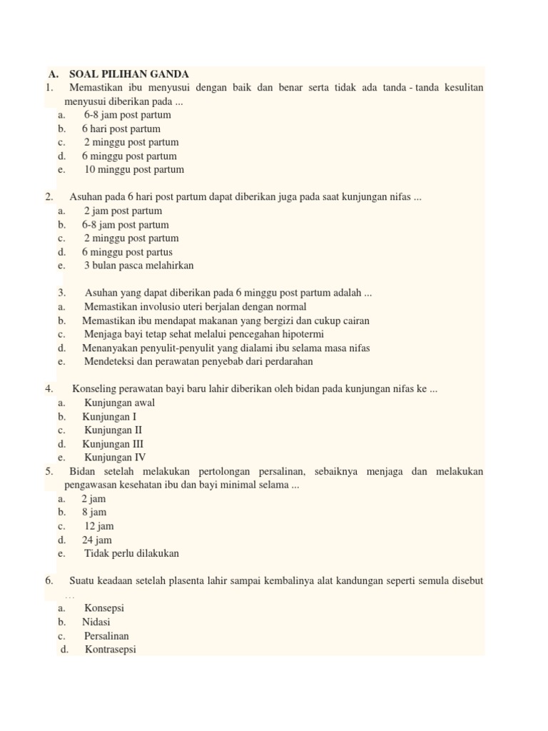 Soal Manajemen Asuhan Kebidanan