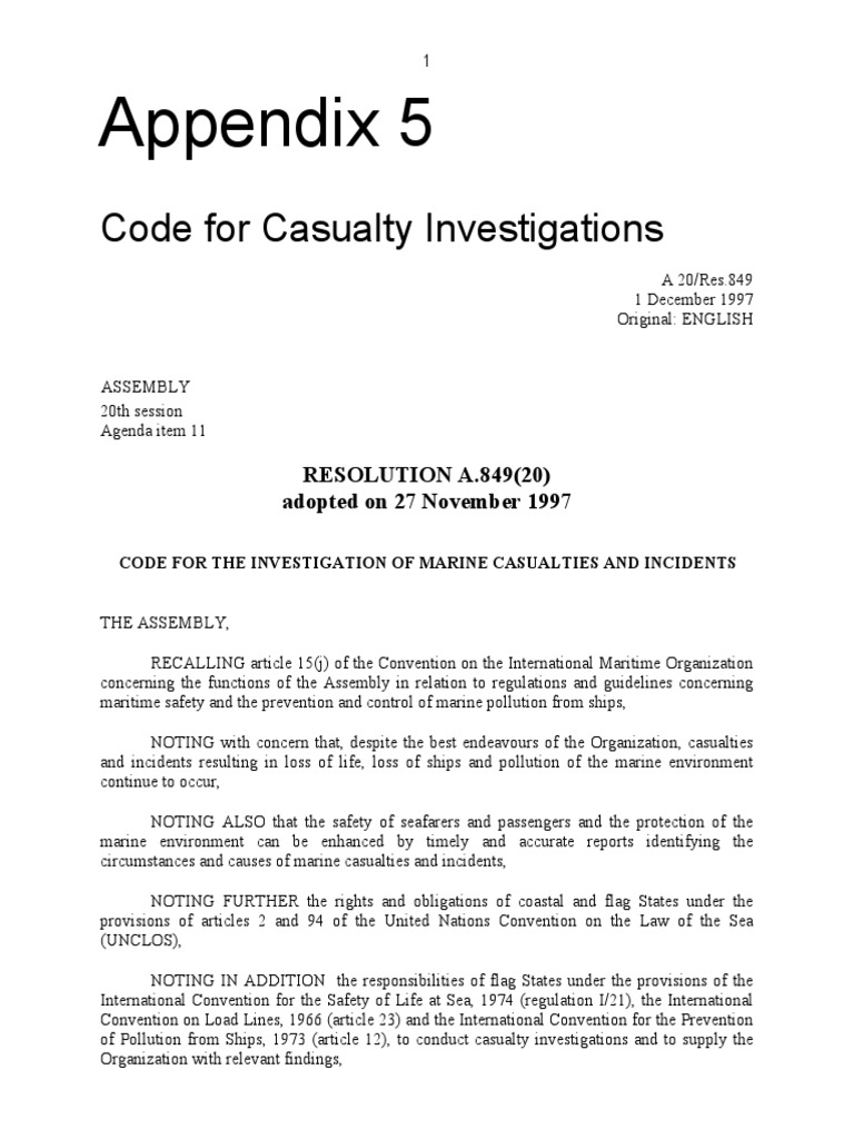 Marine Casualty Investigation Code | PDF | Ships | Human Factors And ...
