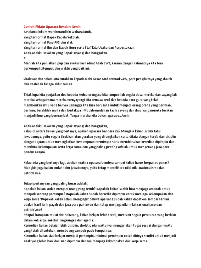Contoh Pidato Upacara Bendera Senin PDF
