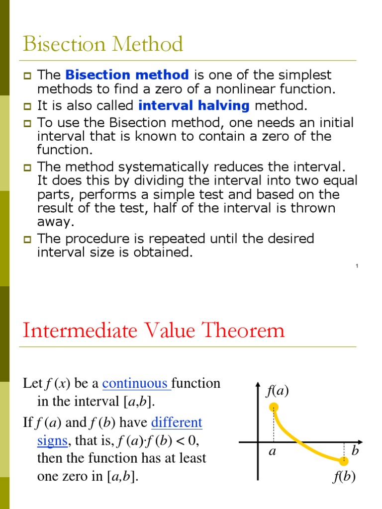 Bisection Method Interval Halving | PDF | Computational Science ...