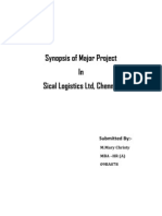 Synopsis of Major Project in Sical Logistics LTD, Chennai