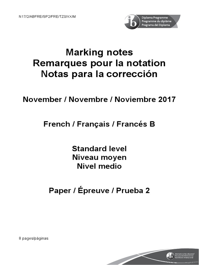 Notes de notation IB Français B 2017 | PDF | Lexique | Blog