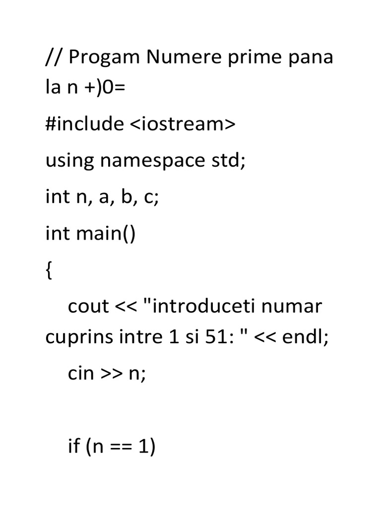Prime Numbers Up to N in C++ Code | PDF