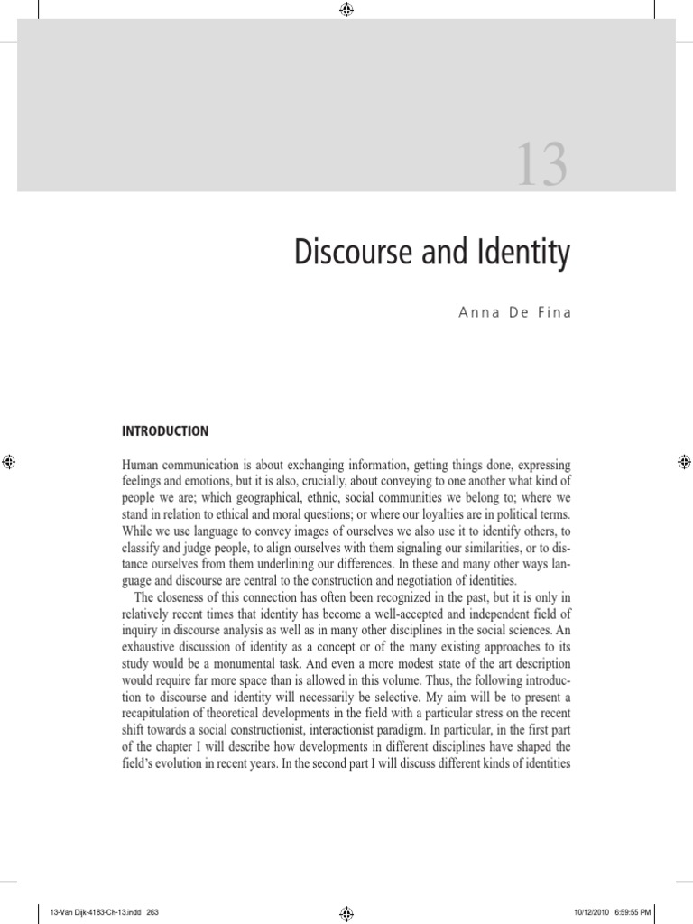 Discourse Analysis and Identity Formation | PDF | Identity (Social ...