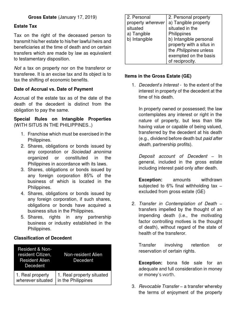 Gross Estate Introduction PDF Estate Tax In The United States Taxes