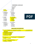 Sinónimos Lexicales: 11. Jaqueca 12. Inmarcesible