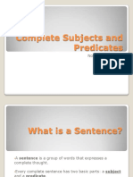 Complete Subjects and Predicates