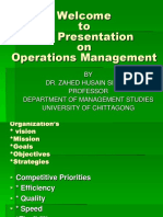 Welcome To The Presentation On Operations Management