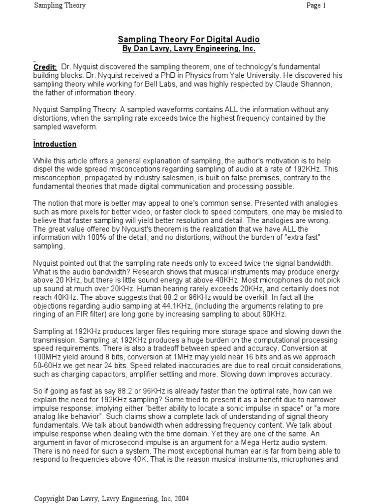 Sampling Theory PDF | PDF | Sampling (Signal Processing) | Filter ...