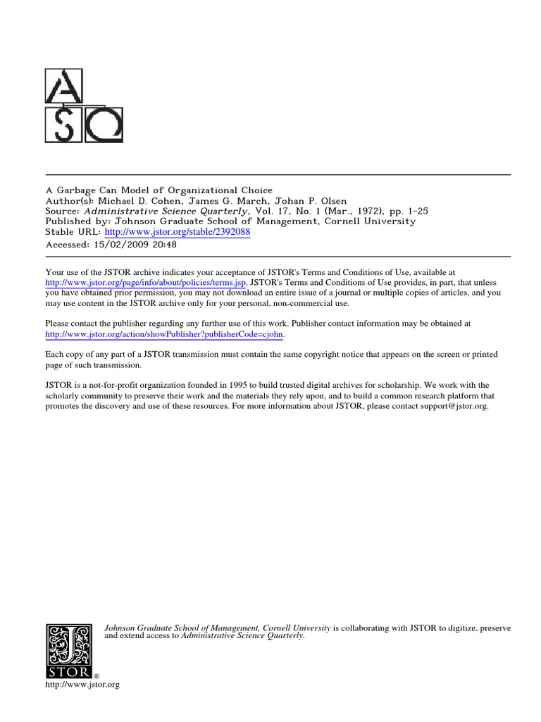 Garbage Can Model PDF Psychological Concepts Cognition