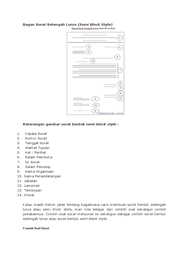 Bagan Surat Setengah Lurus Pdf