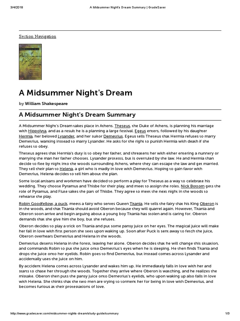 A MIDSUMMER NIGHT S DREAM SUMMARY 5 MINUTE PLOT OVERVIEW visual data 6