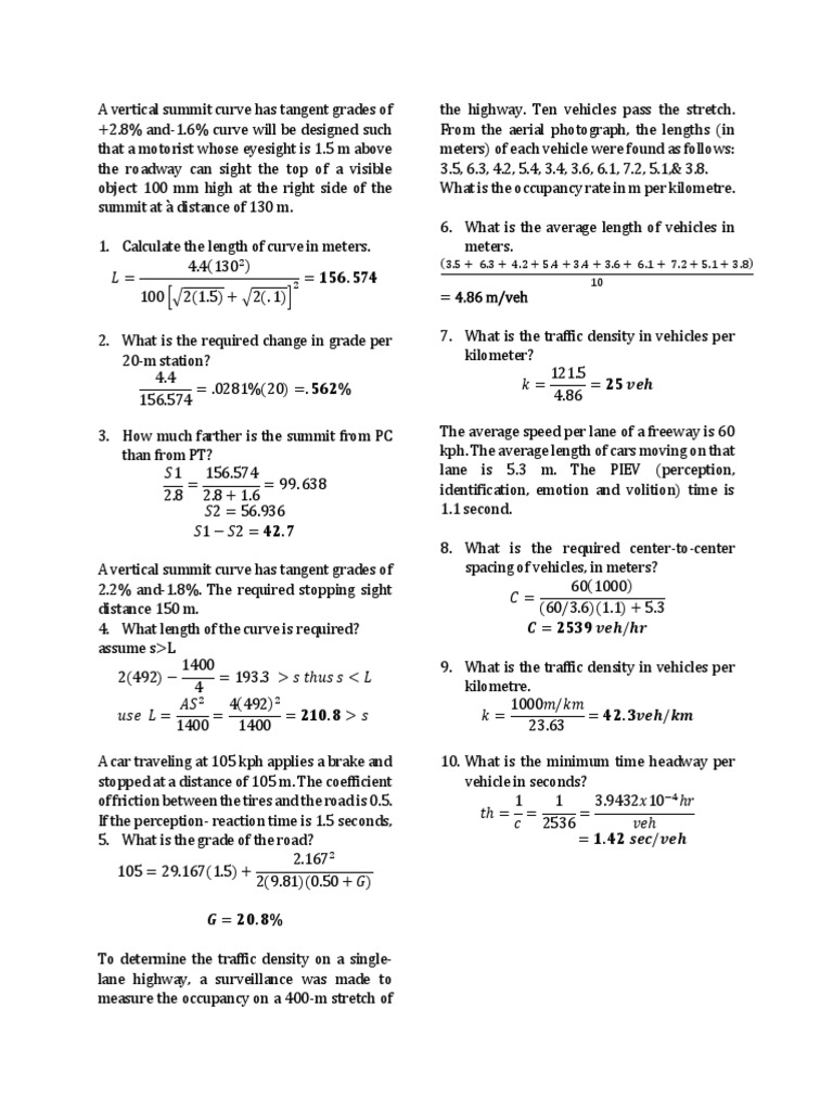 Summit Curve Design and Traffic Analysis | PDF | Transportation ...