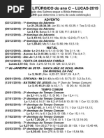 Calendario Liturgico Ano C Lucas Livrinho 2018 2019