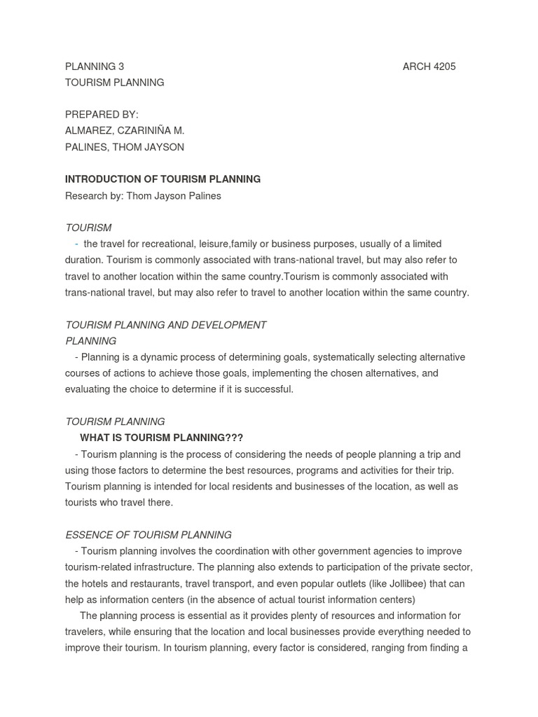 7 Steps in Tourism Planning Process | PDF | Travel Visa | Tourism