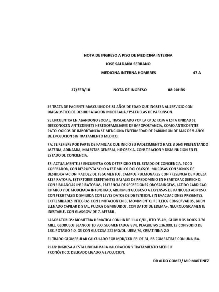 Nota de Ingreso a Piso de Medicina Intern1