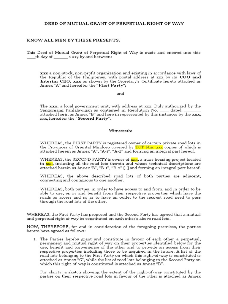 Mutual Grant of Perpetual Right of Way | PDF | Private Law | Justice