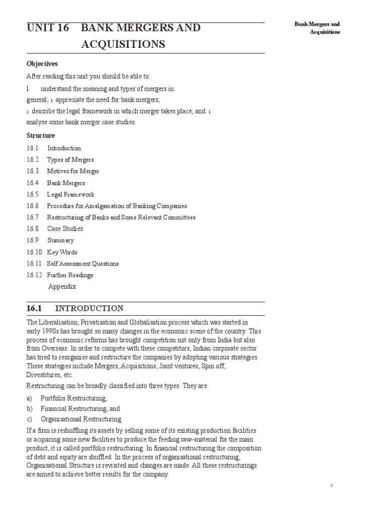 Bank Mergers Explained | PDF | Takeover | Mergers And Acquisitions