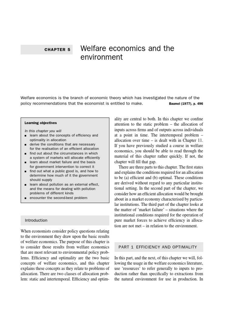 Welfare Economics and Environmental Policy | PDF | Welfare Economics ...