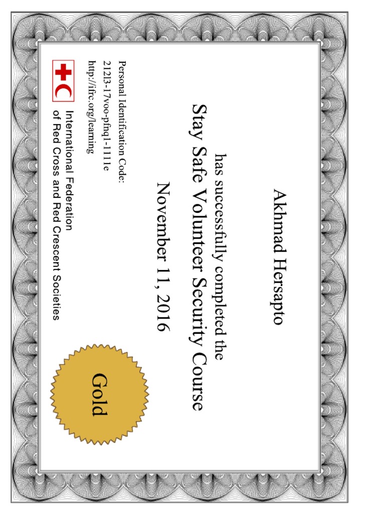 Stay Safe Vlunter Security Course Sertifikat PDF | PDF